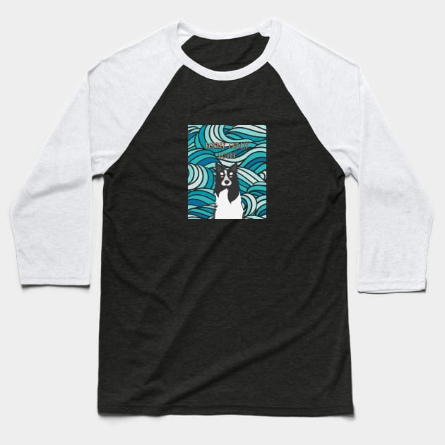 Border Collie Dog Lover with Sea Wave Pattern on Background Baseball T-Shirt by Seasonal Dogs